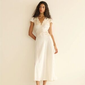 Doen Coraline Ivory Silk Midi Dress